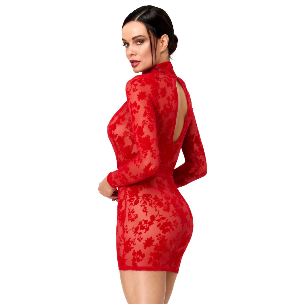 Noir Handmade - Lovebite Plunging V Minikleid - Rot